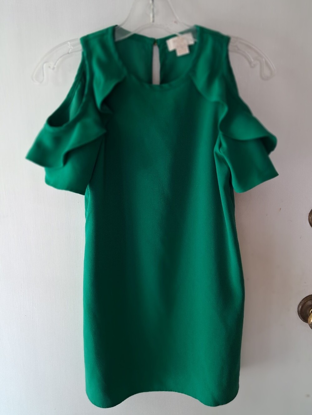 kate spade Emerald Green Cold-Shoulder Ruffle Dress Top